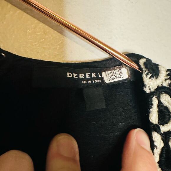 Derek Lam Black & White Sleeveless Crochet Jersey Zip Up Back Top Size small - Picture 4 of 10